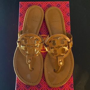 Tory Burch Miller Patent Leather Sand Colored Sandal-Used Size 9